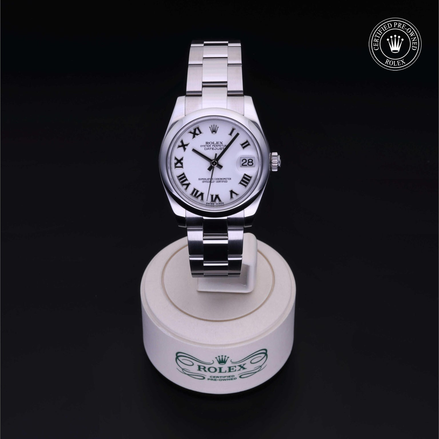 Rolex Certified Pre-owned Lady Datejust M178240-0031 front on black background