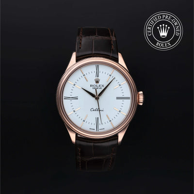 Rolex Certified Pre-owned Cellini M50505-0006 front on black background