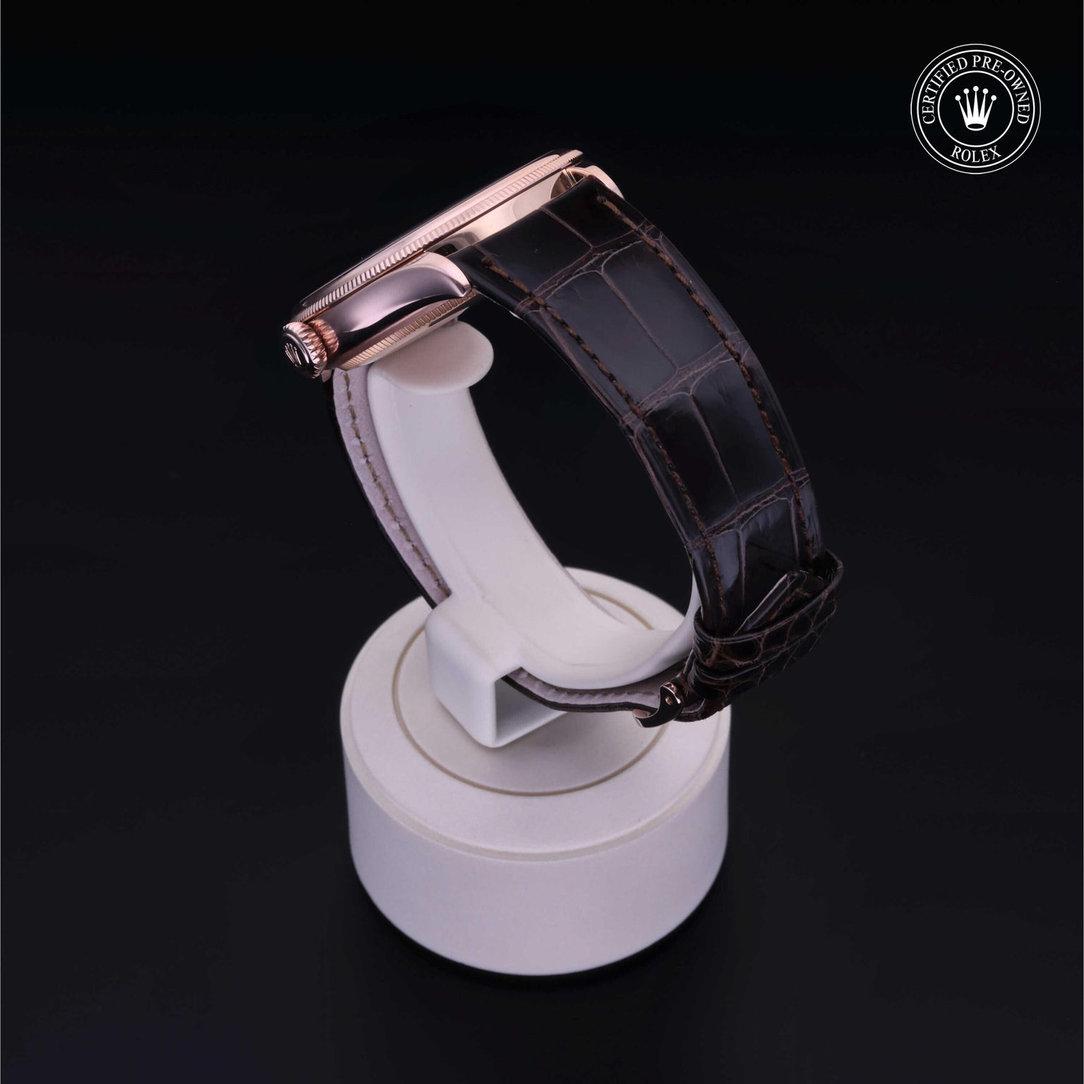 Rolex Certified Pre-owned Cellini M50505-0006 front on black background