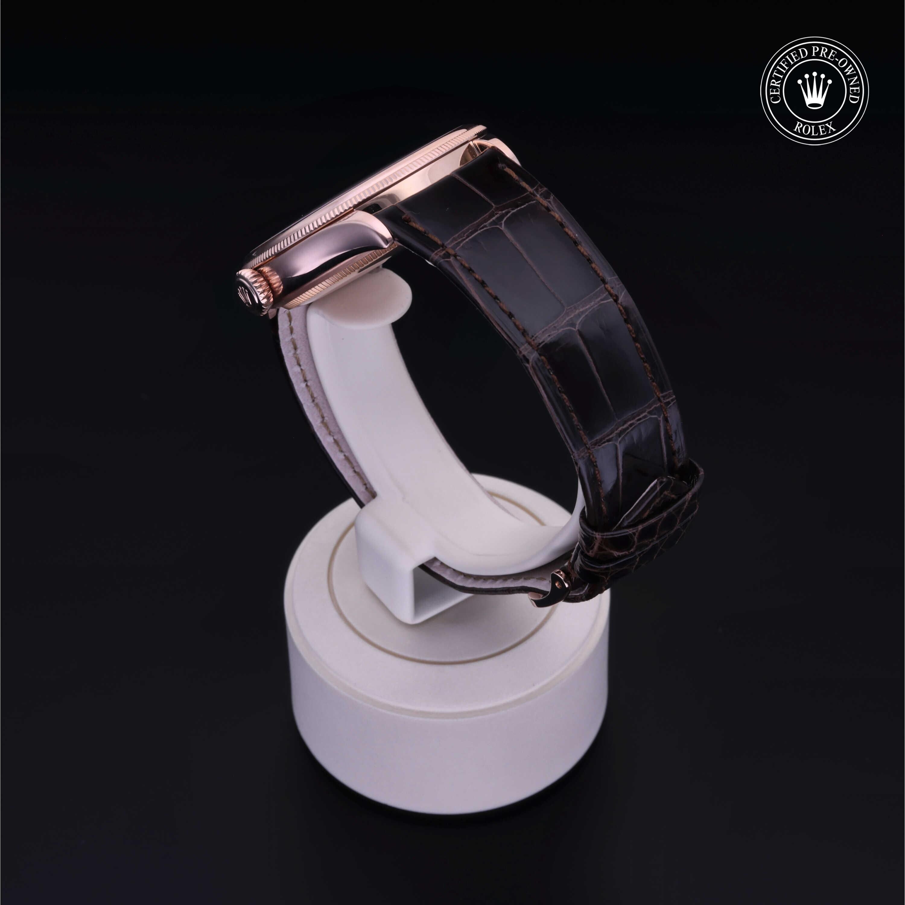 Rolex Certified Pre-owned Cellini M50505-0006 front on black background