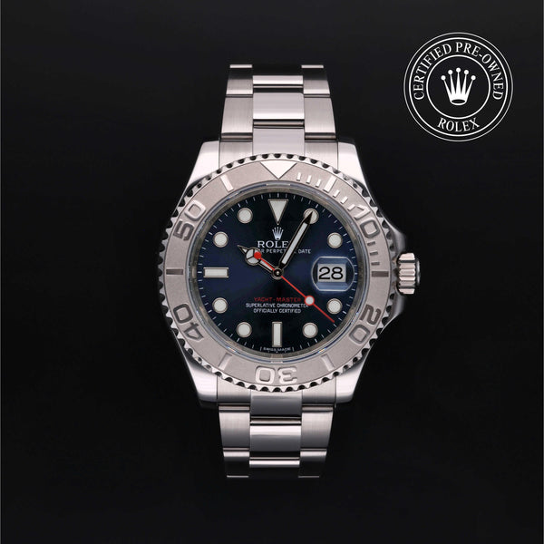 Rolex Certified Pre-owned Yacht-Master M116622-0001 front on black background