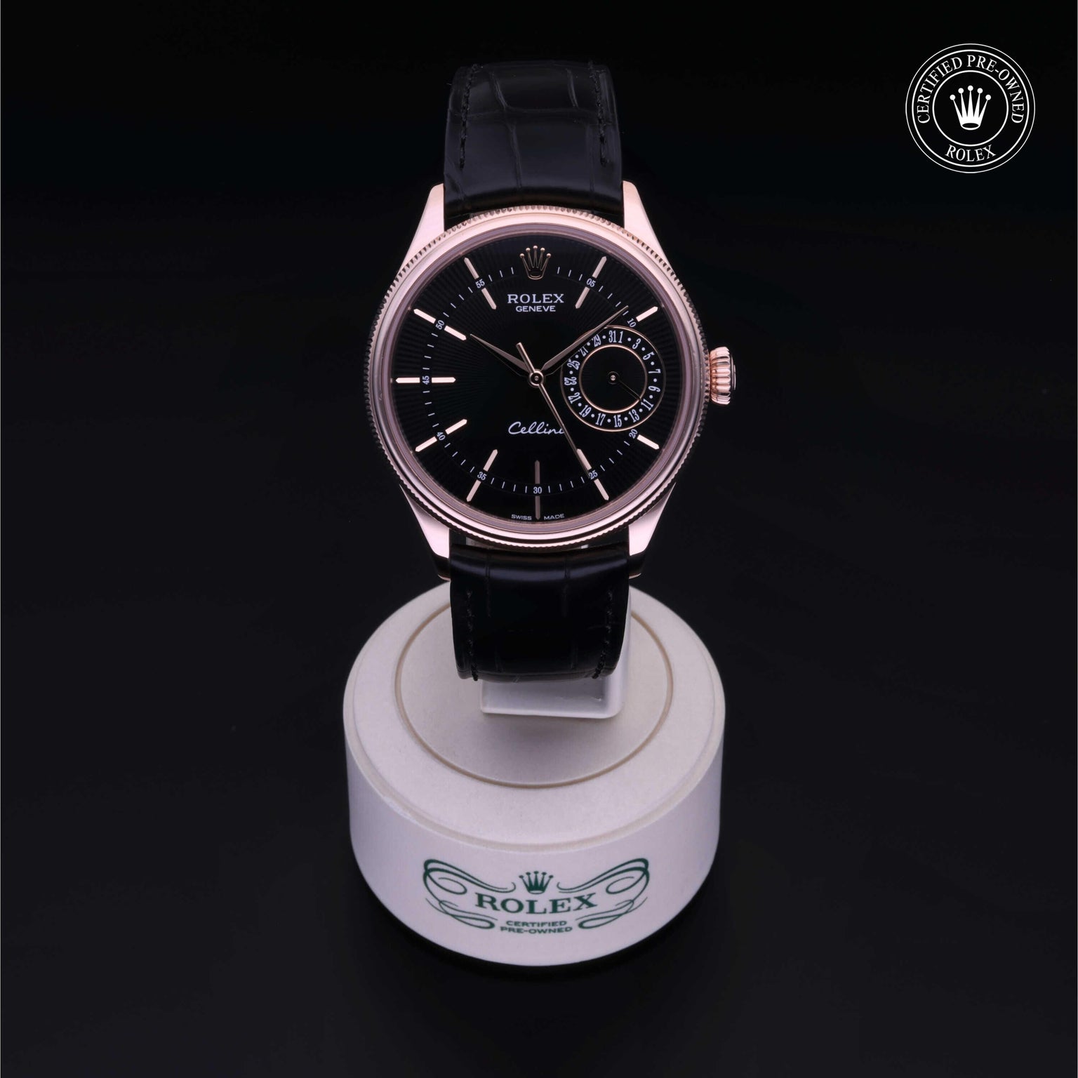 Rolex Certified Pre-owned Cellini M50515-0007 front on black background