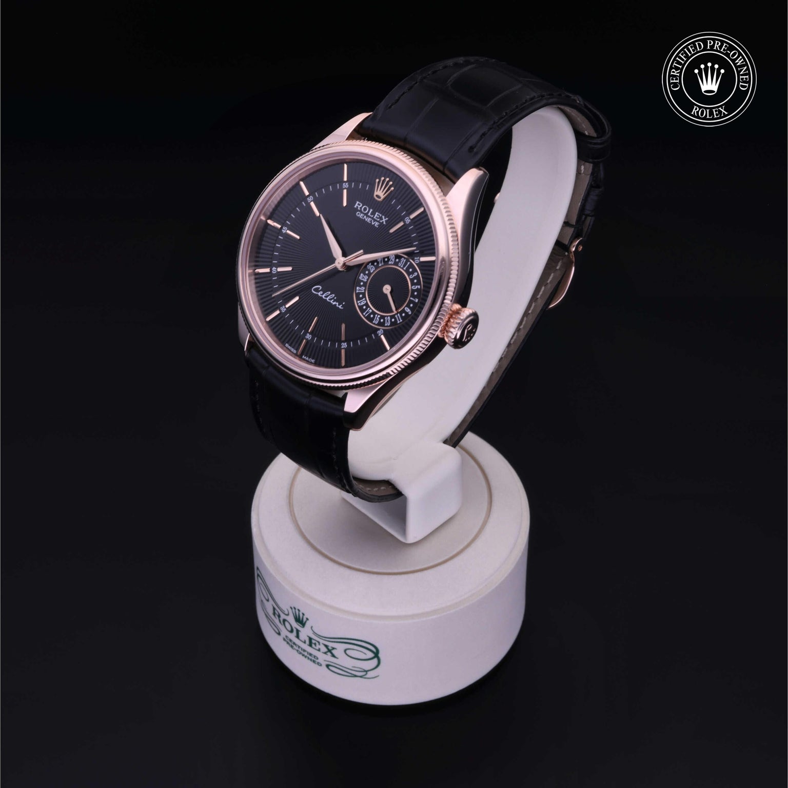 Rolex Certified Pre-owned Cellini M50515-0007 front on black background