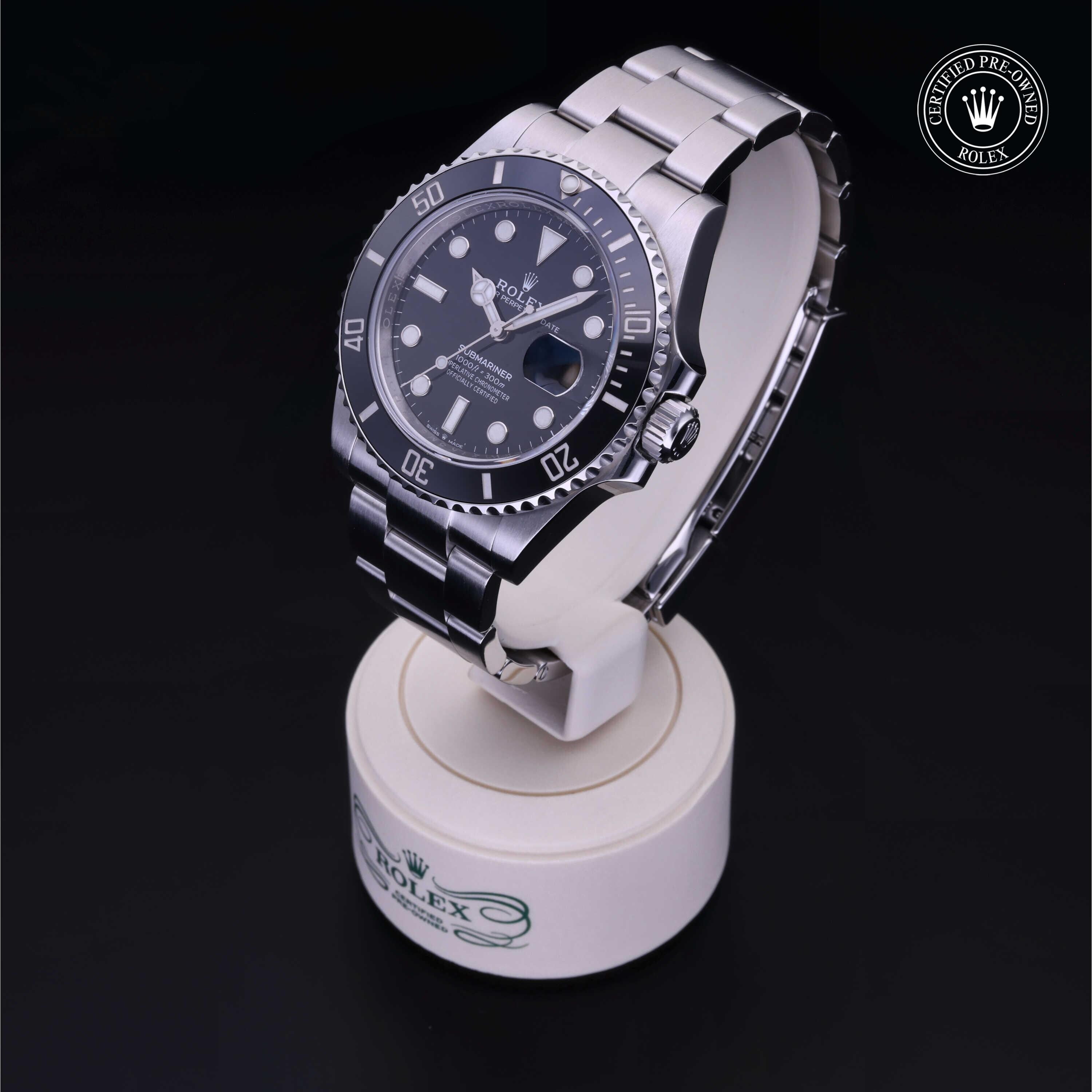 Rolex Certified Pre-owned Submariner M126610LN-0001 front on black background