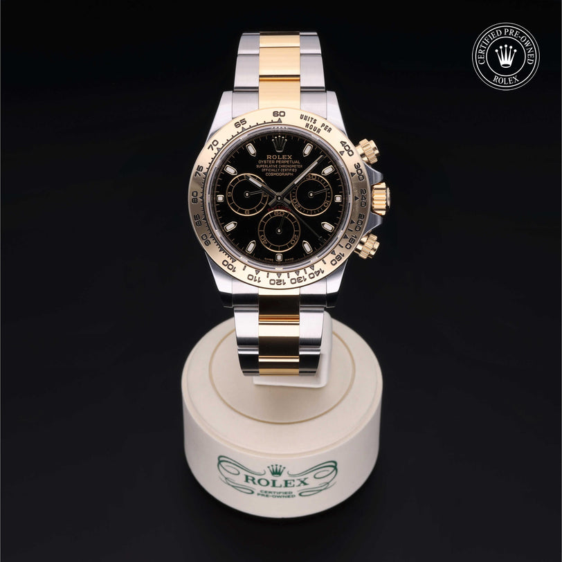 Rolex Certified Pre-owned Daytona M116503-0004 front on black background