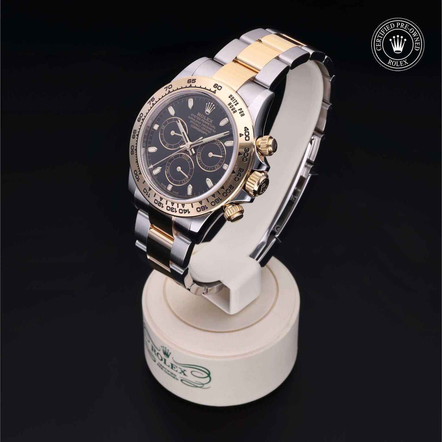 Rolex Certified Pre-owned Daytona M116503-0004 front on black background