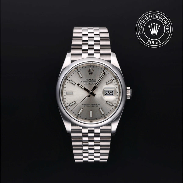 Rolex Certified Pre-owned Datejust M126200-0001 front on black background