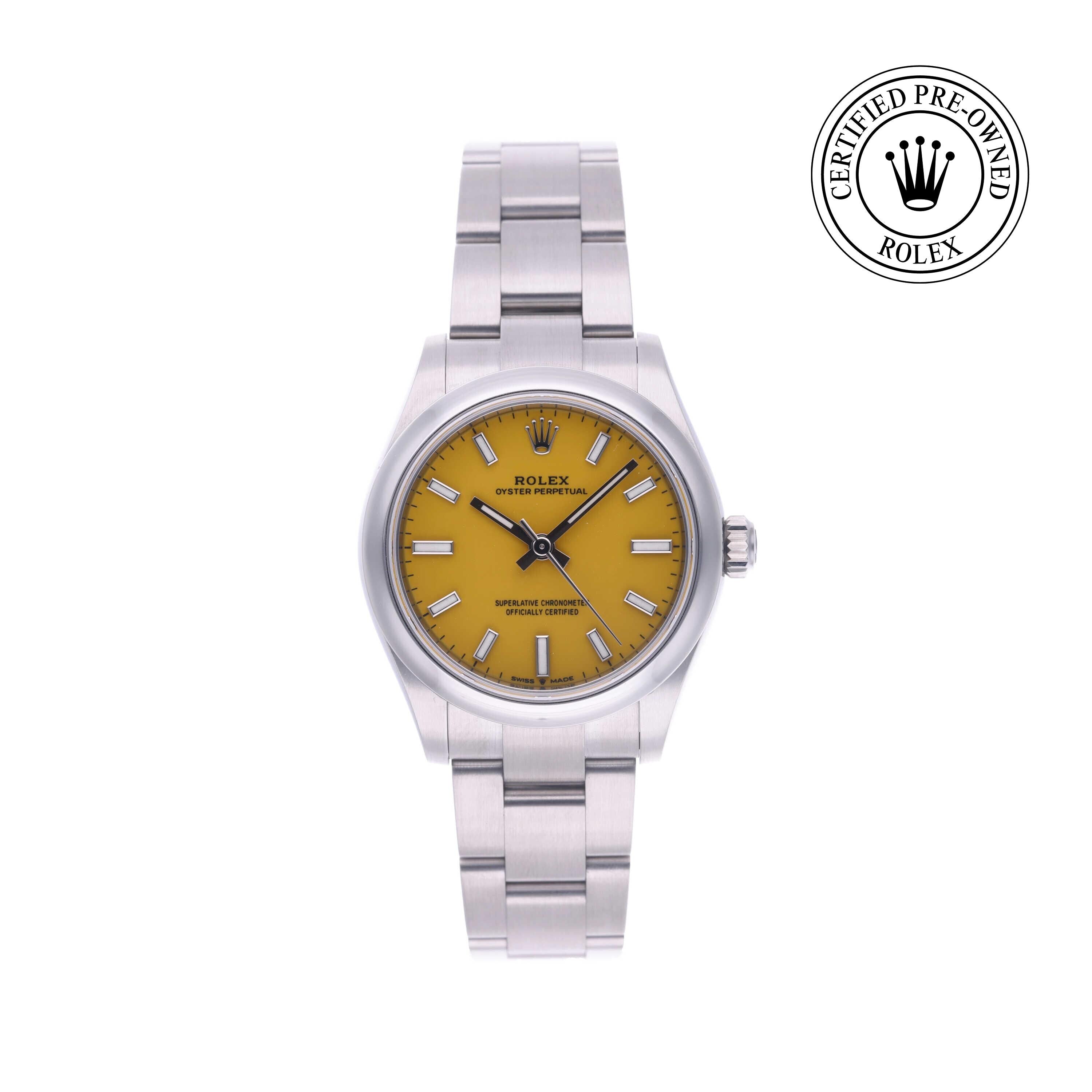 Rolex Certified Pre-owned Oyster Perpetual M277200-0005 front on white background
