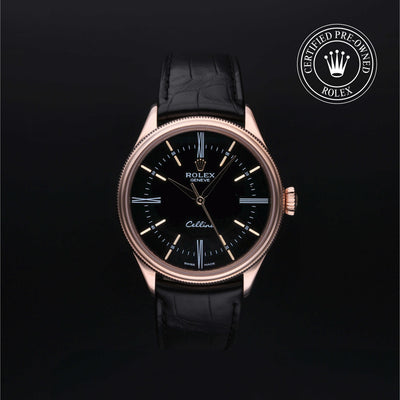 Rolex Certified Pre-owned Cellini M50505-0009 front on black background