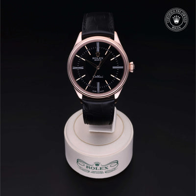 Rolex Certified Pre-owned Cellini M50505-0009 front on black background