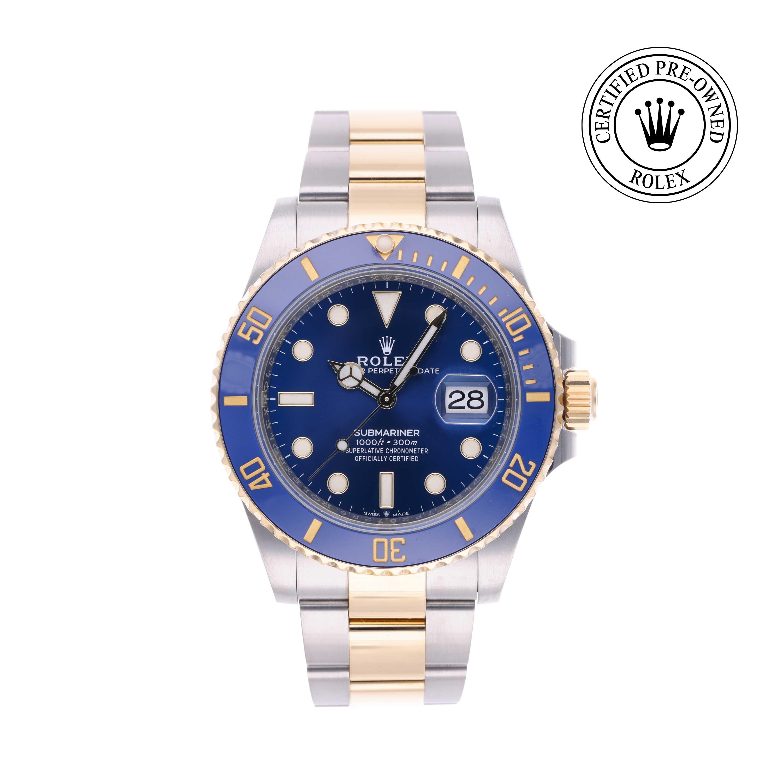 Rolex Certified Pre-owned Submariner M126613LB-0002 front on white background