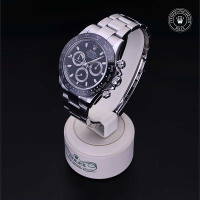Rolex Certified Pre-owned Daytona M116500LN-0002 front on black background