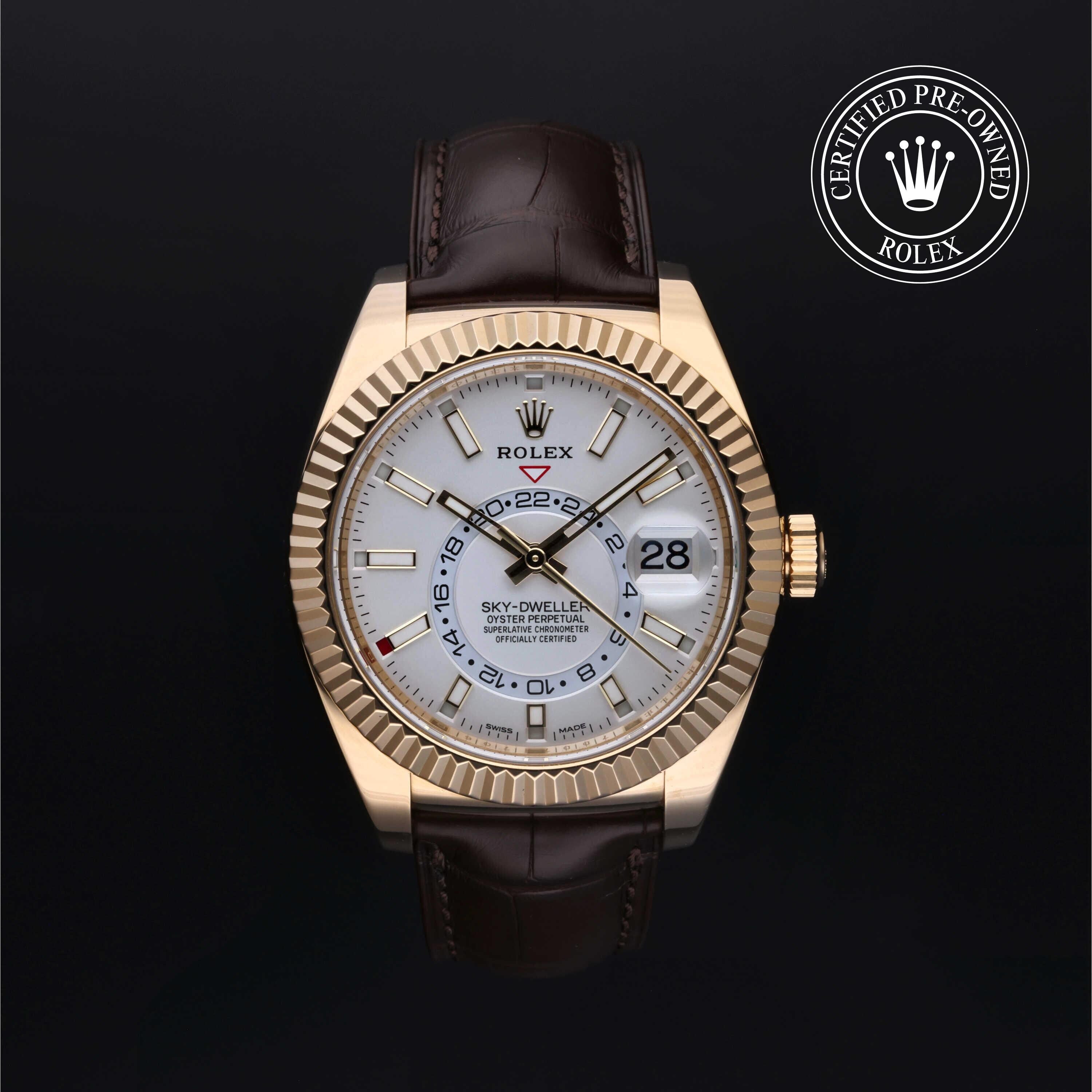 Rolex Certified Pre-owned Sky-Dweller M326138-0009 front on black background