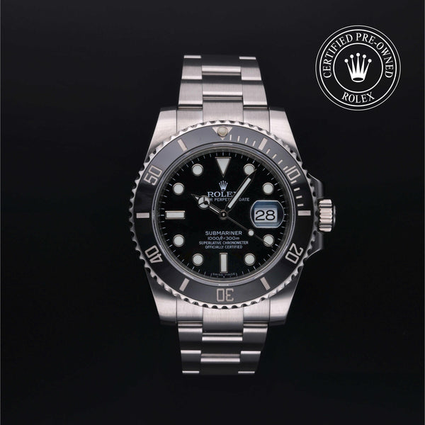 Rolex Certified Pre-owned Submariner M116610LN-0001 front on black background