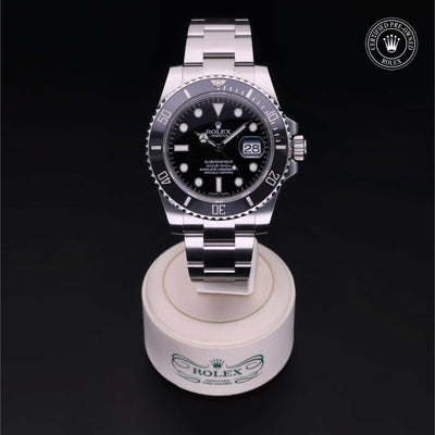 Rolex Certified Pre-owned Submariner M116610LN-0001 front on black background