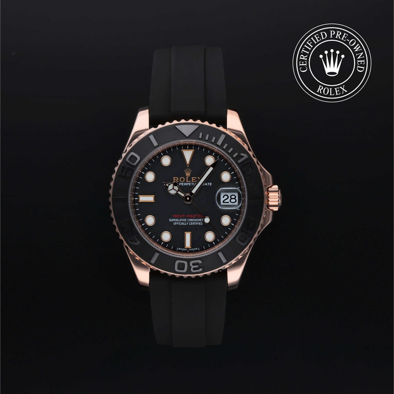 Rolex Certified Pre-owned Yacht-Master M268655-0002 front on black background