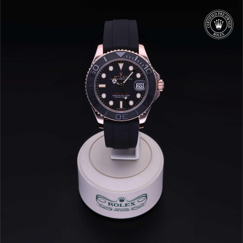 Rolex Certified Pre-owned Yacht-Master M268655-0002 front on black background