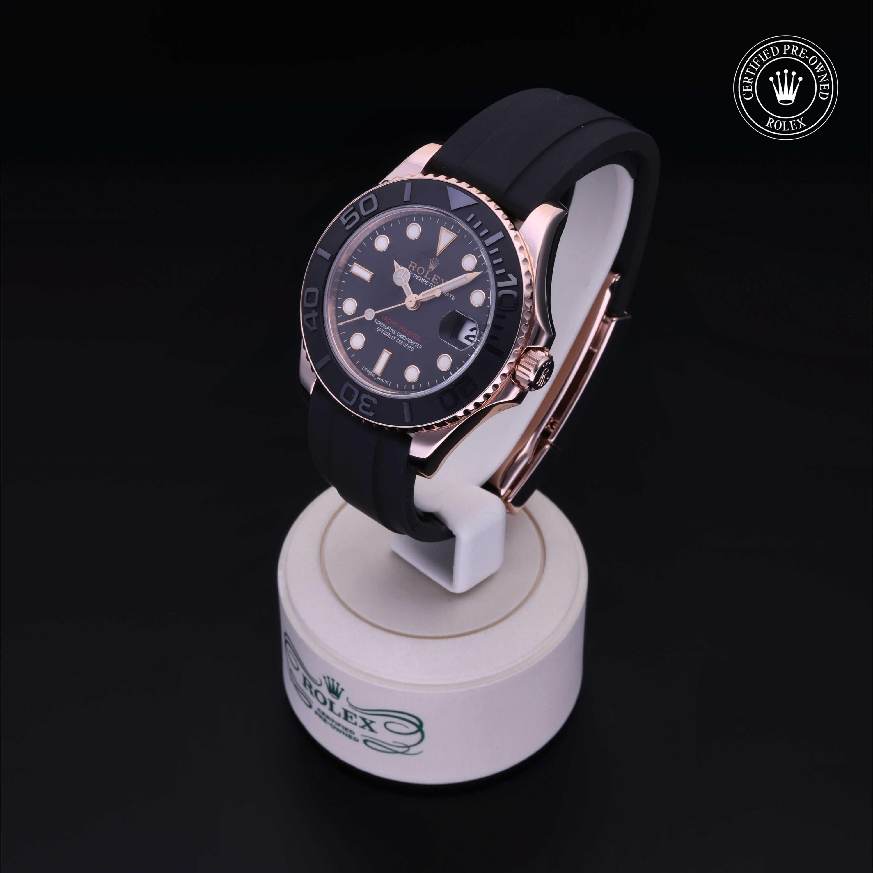 Rolex Certified Pre-owned Yacht-Master M268655-0002 front on black background