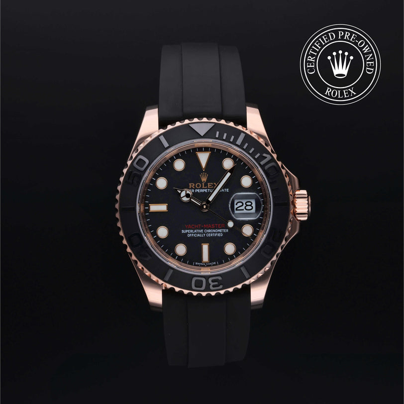 Rolex Certified Pre-owned Yacht-Master M116655-0001 front on black background