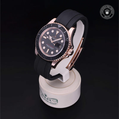 Rolex Certified Pre-owned Yacht-Master M116655-0001 front on black background
