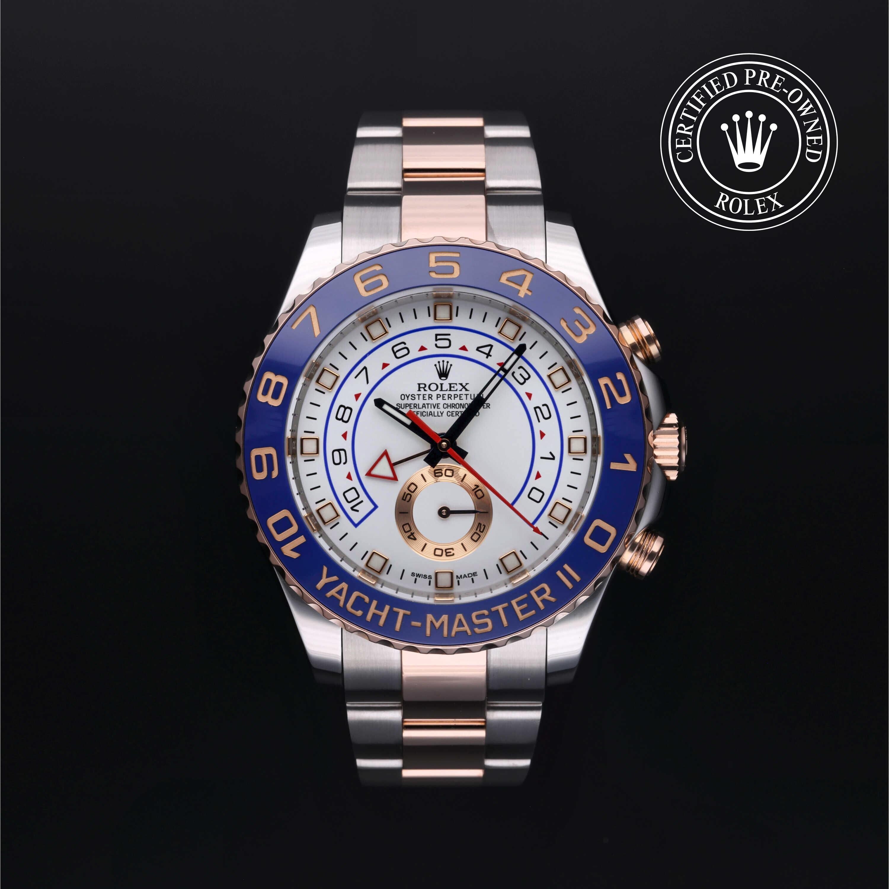 Rolex Certified Pre-owned Yacht-Master M116681-0001 front on black background