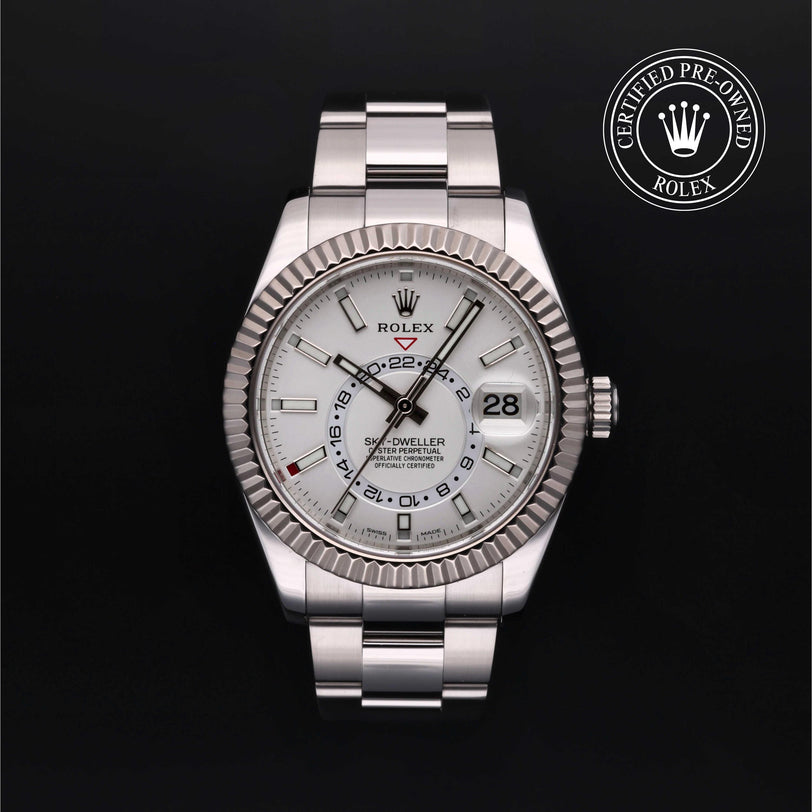 Rolex Certified Pre-owned Sky-Dweller M326934-0001 front on black background