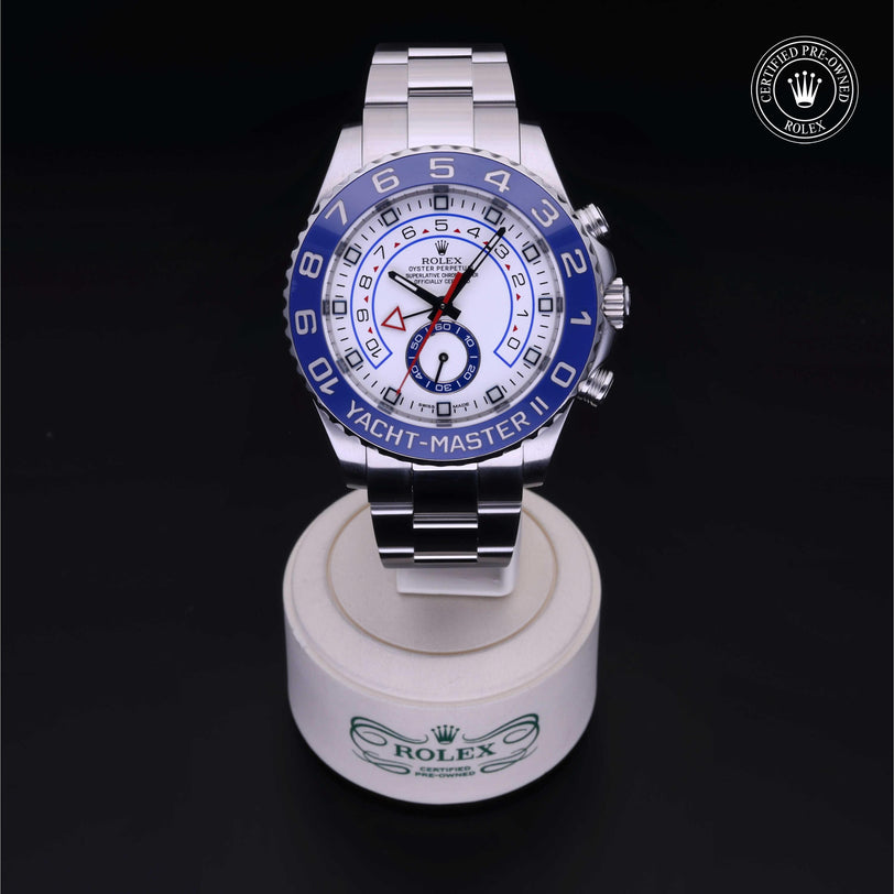 Rolex Certified Pre-owned Yacht-Master M116680-0001 front on black background