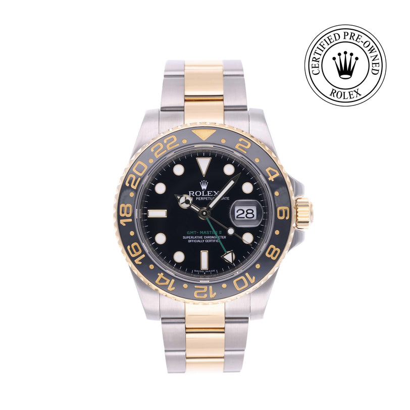 Rolex Certified Pre-owned GMT M116713LN-0001 front on white background