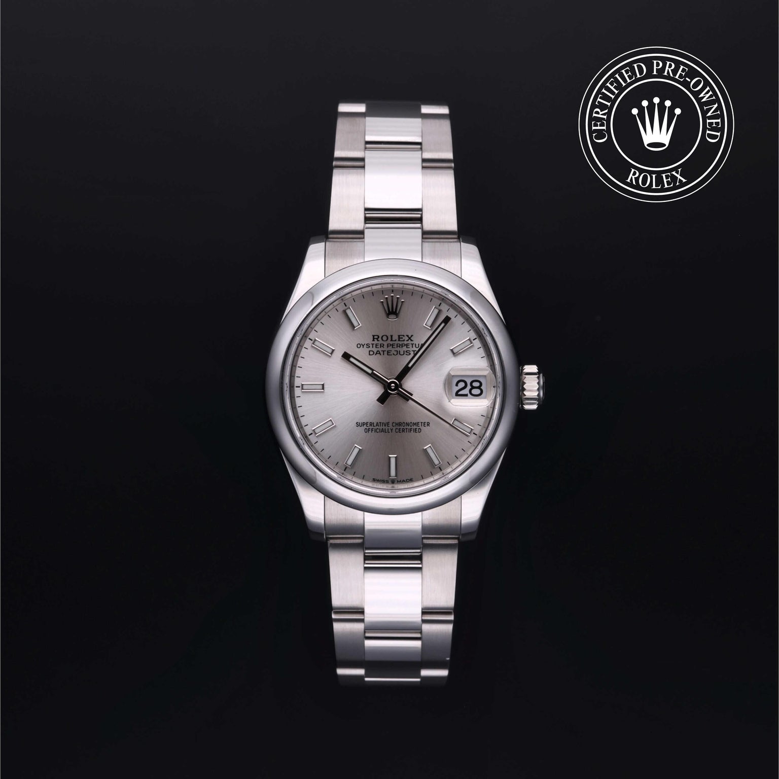 Rolex Certified Pre-owned Lady Datejust M278240-0005 front on black background