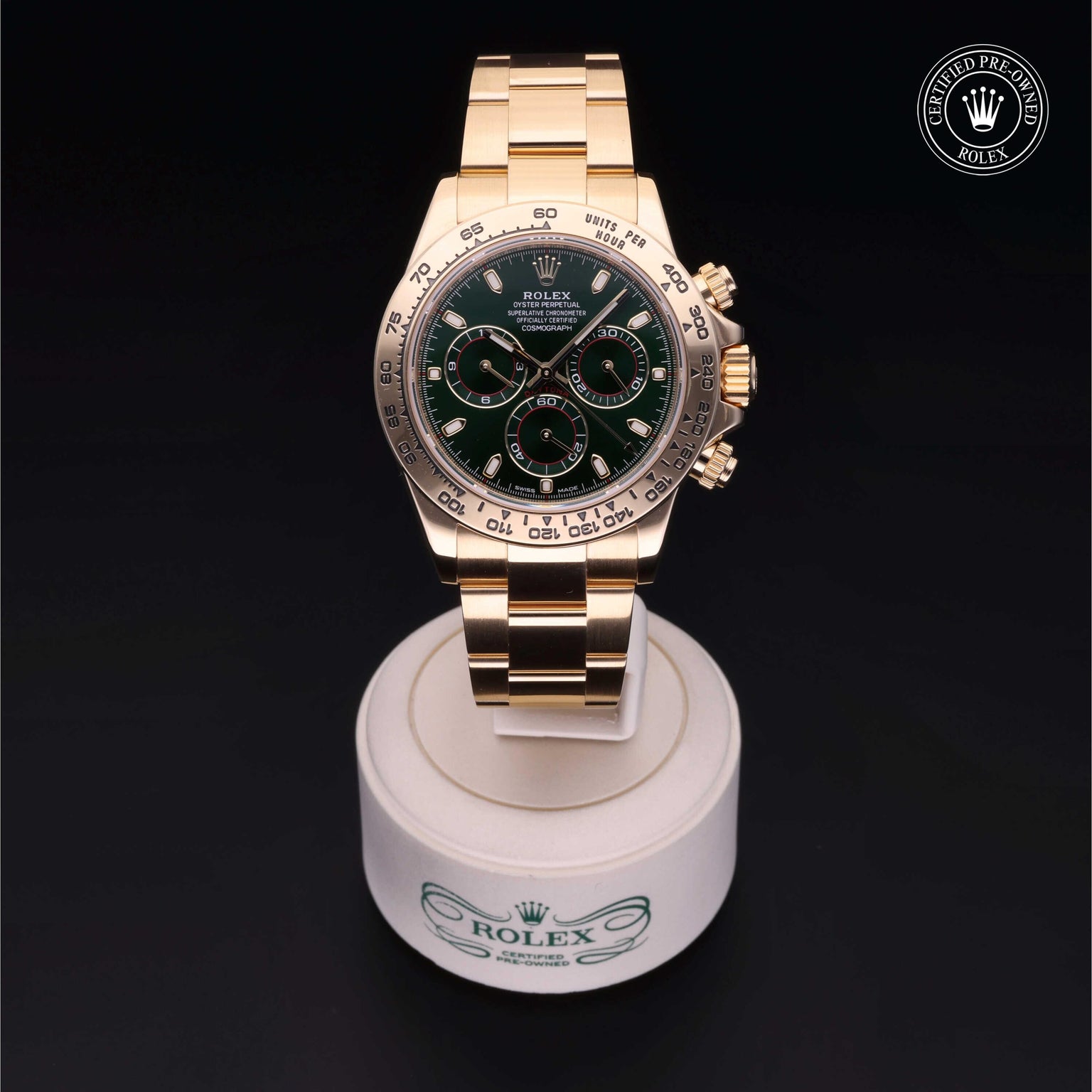 Rolex Certified Pre-owned Daytona M116508-0013 front on black background