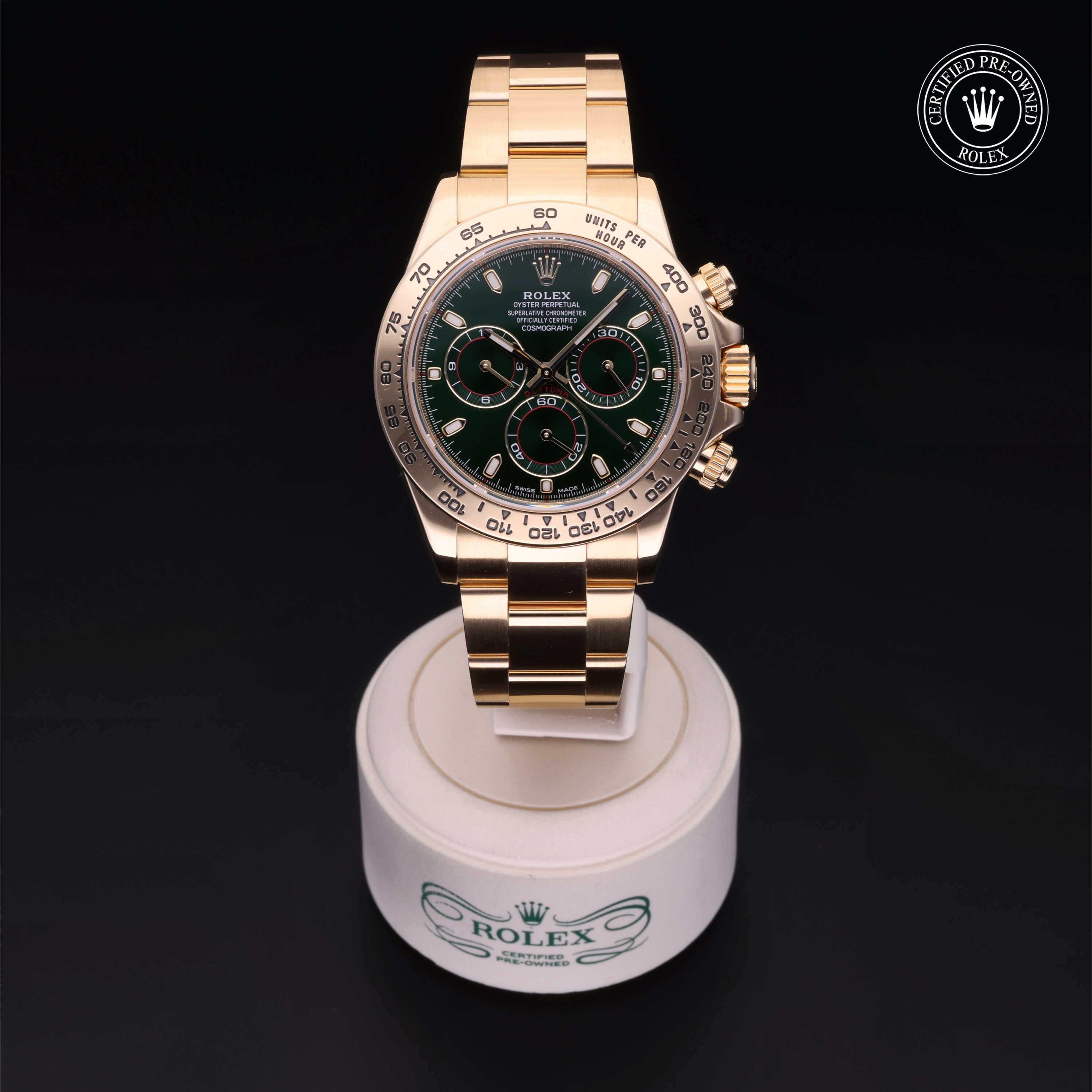 Rolex Certified Pre-owned Daytona M116508-0013 front on black background
