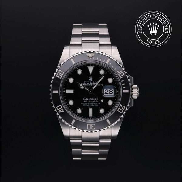 Rolex Certified Pre-owned Submariner M126610LN-0001 front on black background