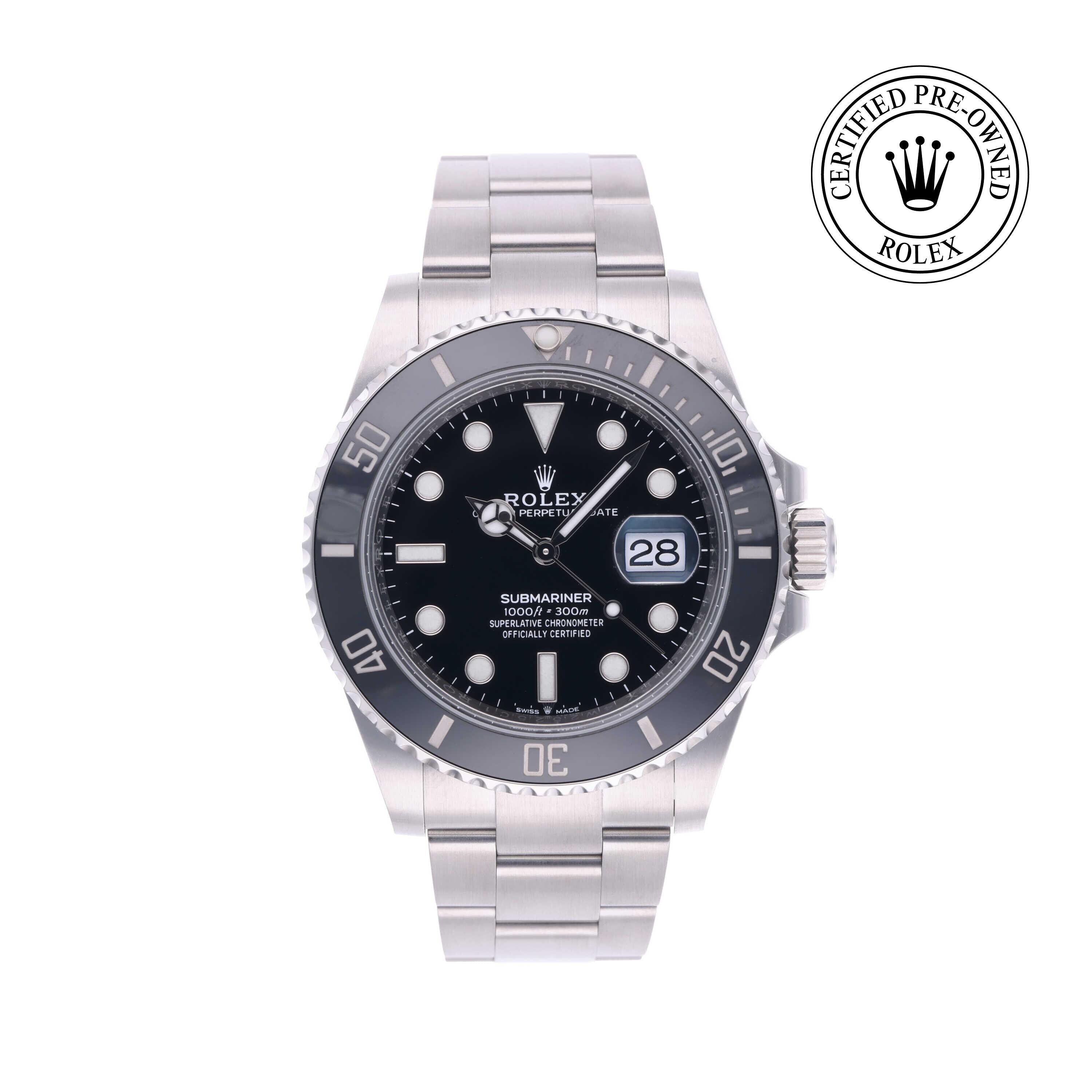 Rolex Certified Pre-owned Submariner M126610LN-0001 front on white background