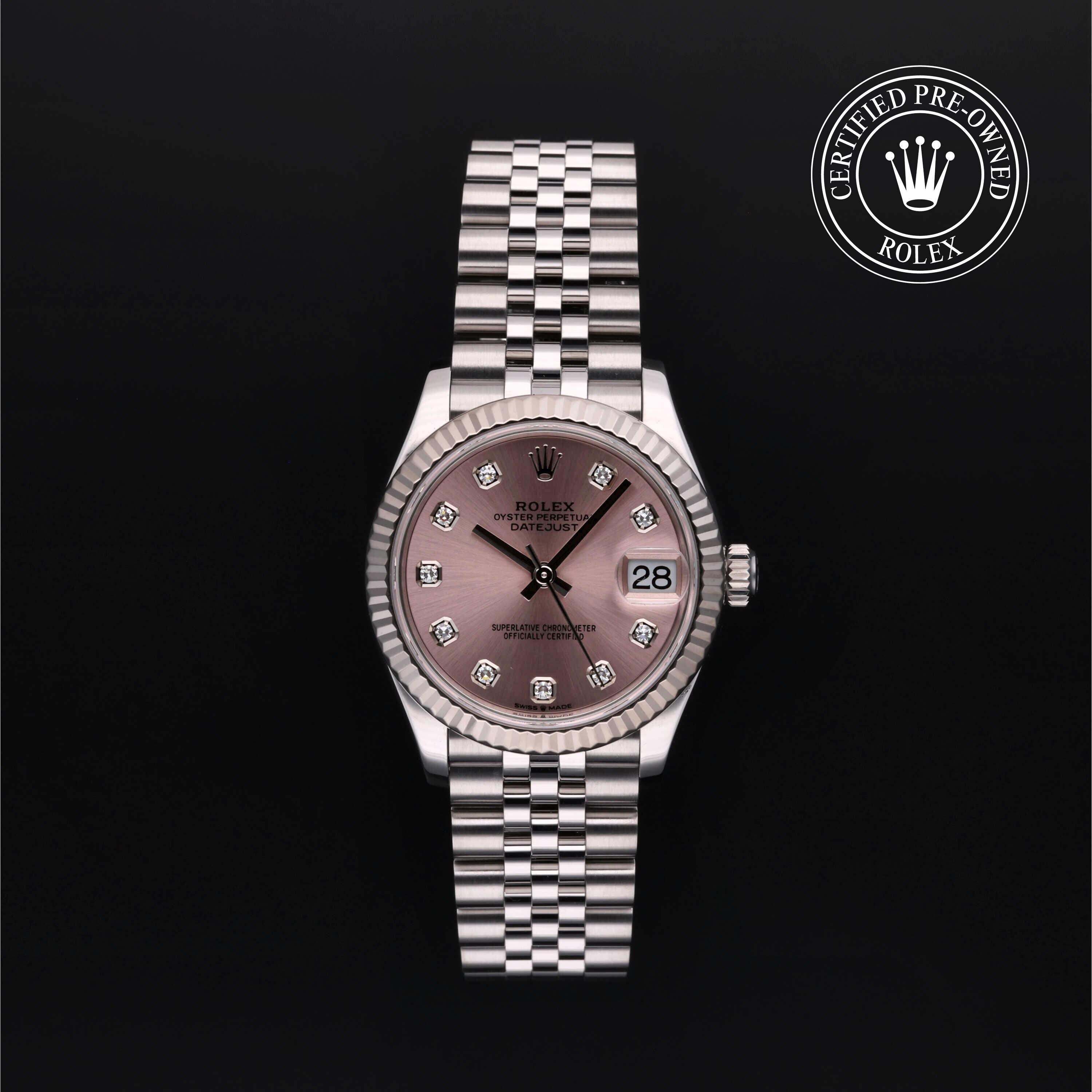 Rolex Certified Pre-owned Lady Datejust M278274-0032 front on black background