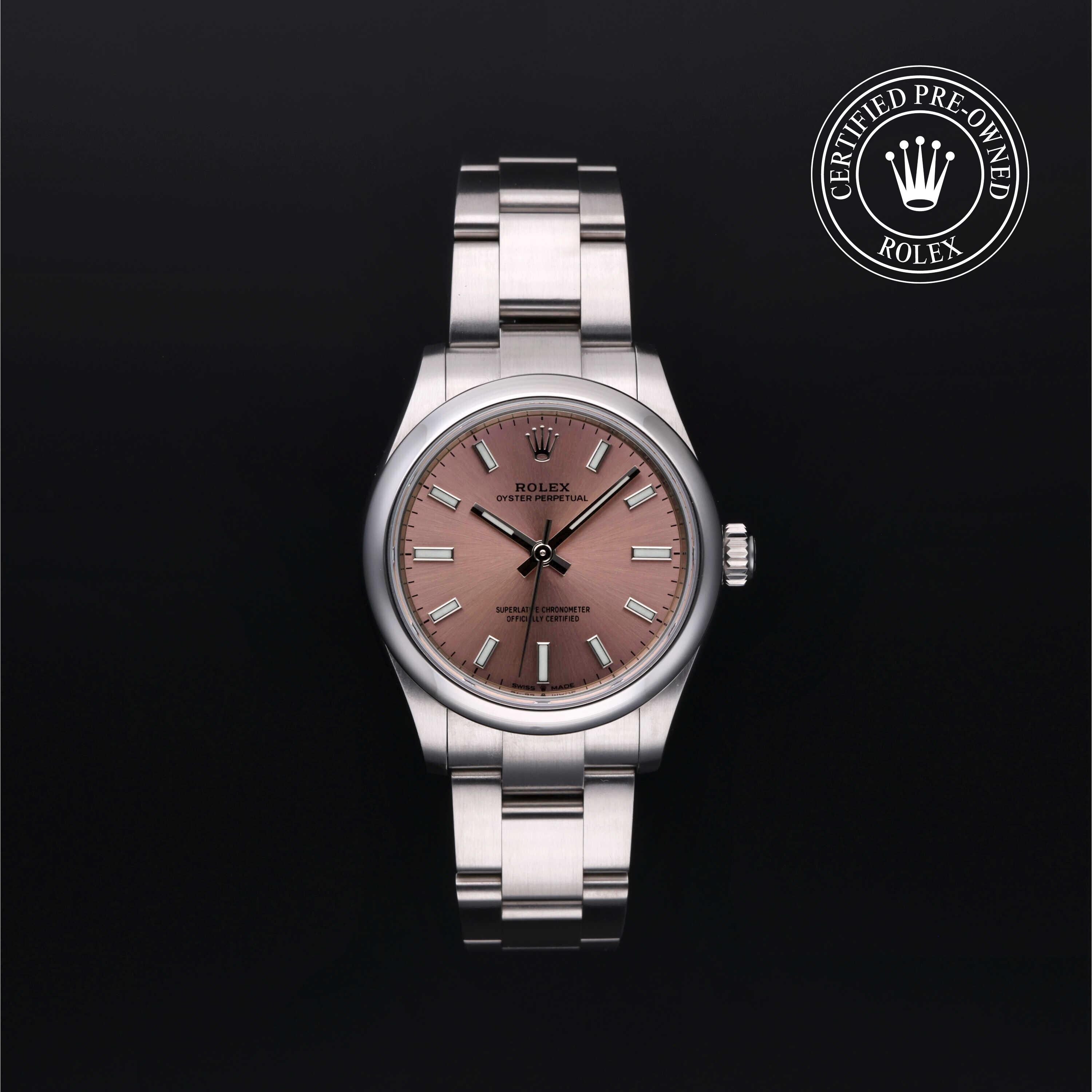 Rolex Certified Pre-owned Oyster Perpetual M277200-0004 front on black background