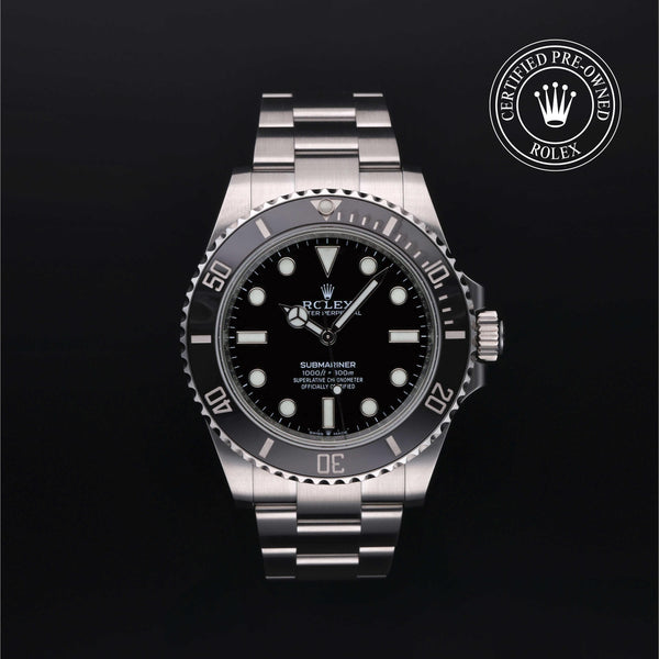 Rolex Certified Pre-owned Submariner M124060-0001 front on black background