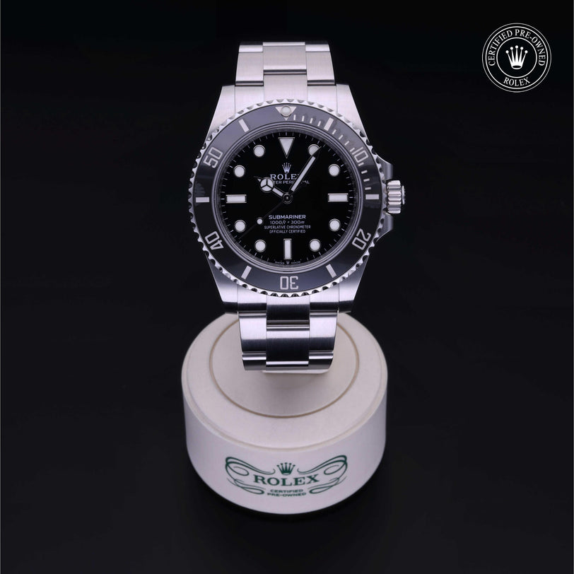 Rolex Certified Pre-owned Submariner M124060-0001 front on black background