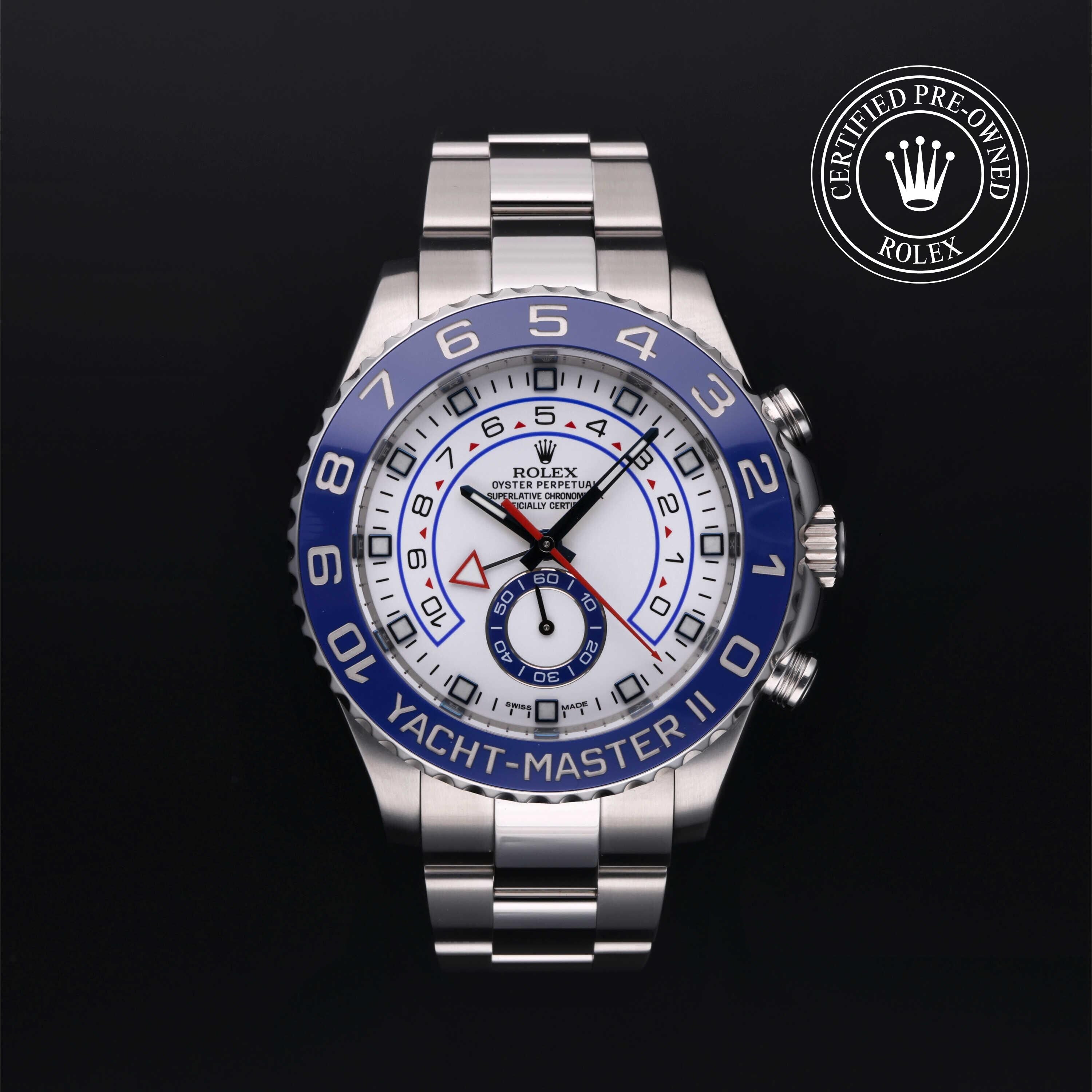 Rolex Certified Pre-owned Yacht-Master M116680-0001 front on black background