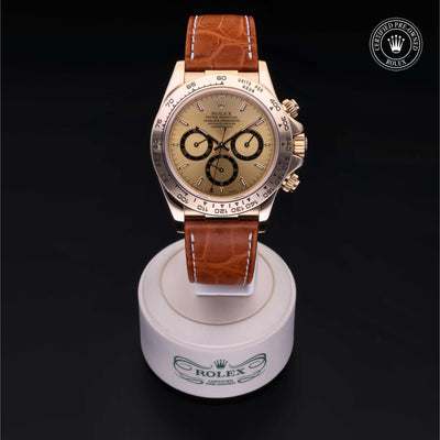 Rolex Certified Pre-owned Daytona M16518-0001 front on black background