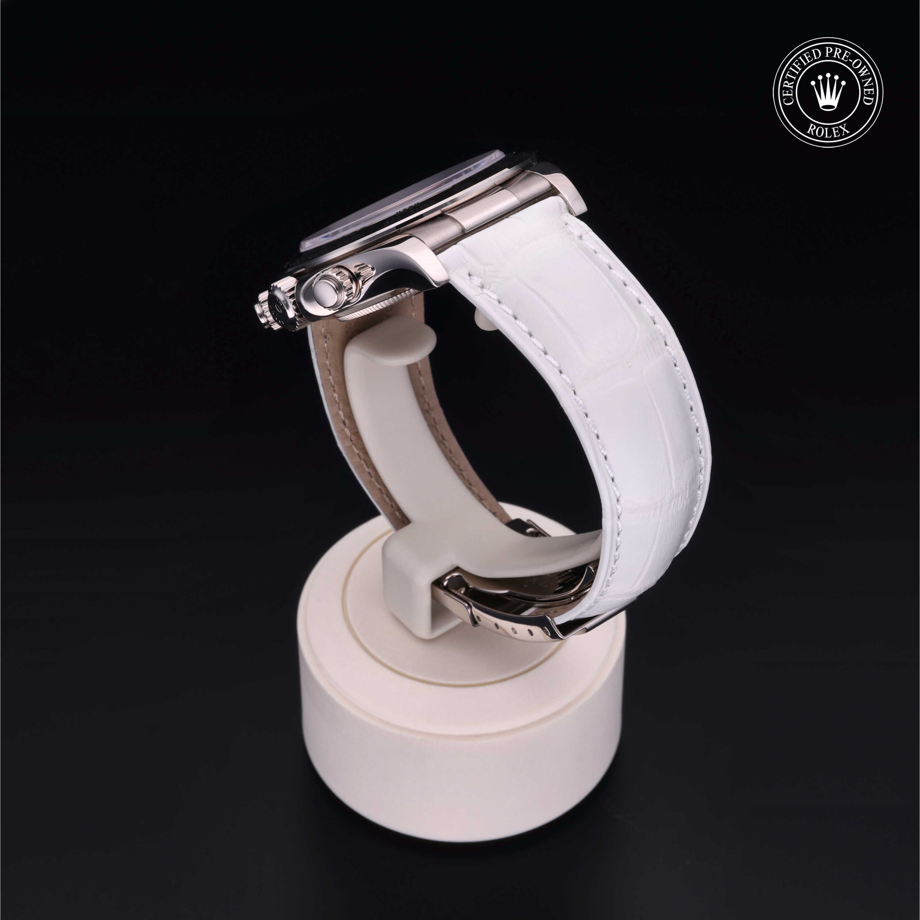 Rolex Certified Pre-owned Daytona M116519-0045 front on black background