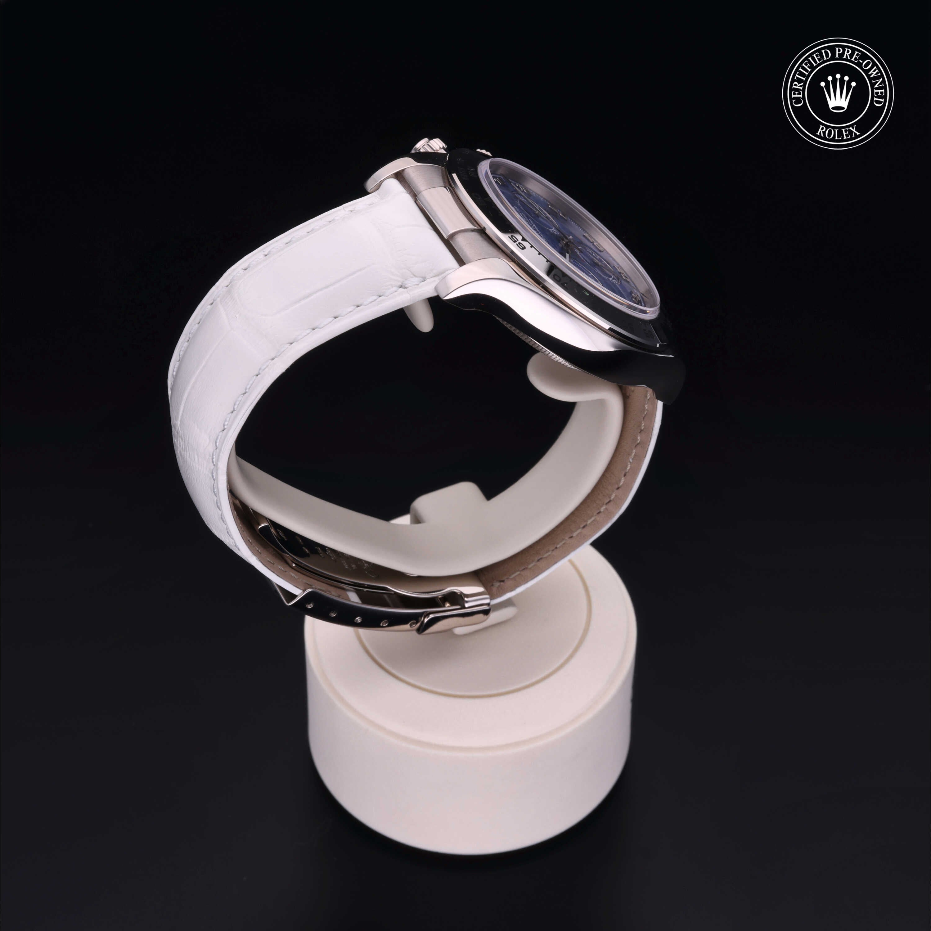 Rolex Certified Pre-owned Daytona M116519-0045 front on black background