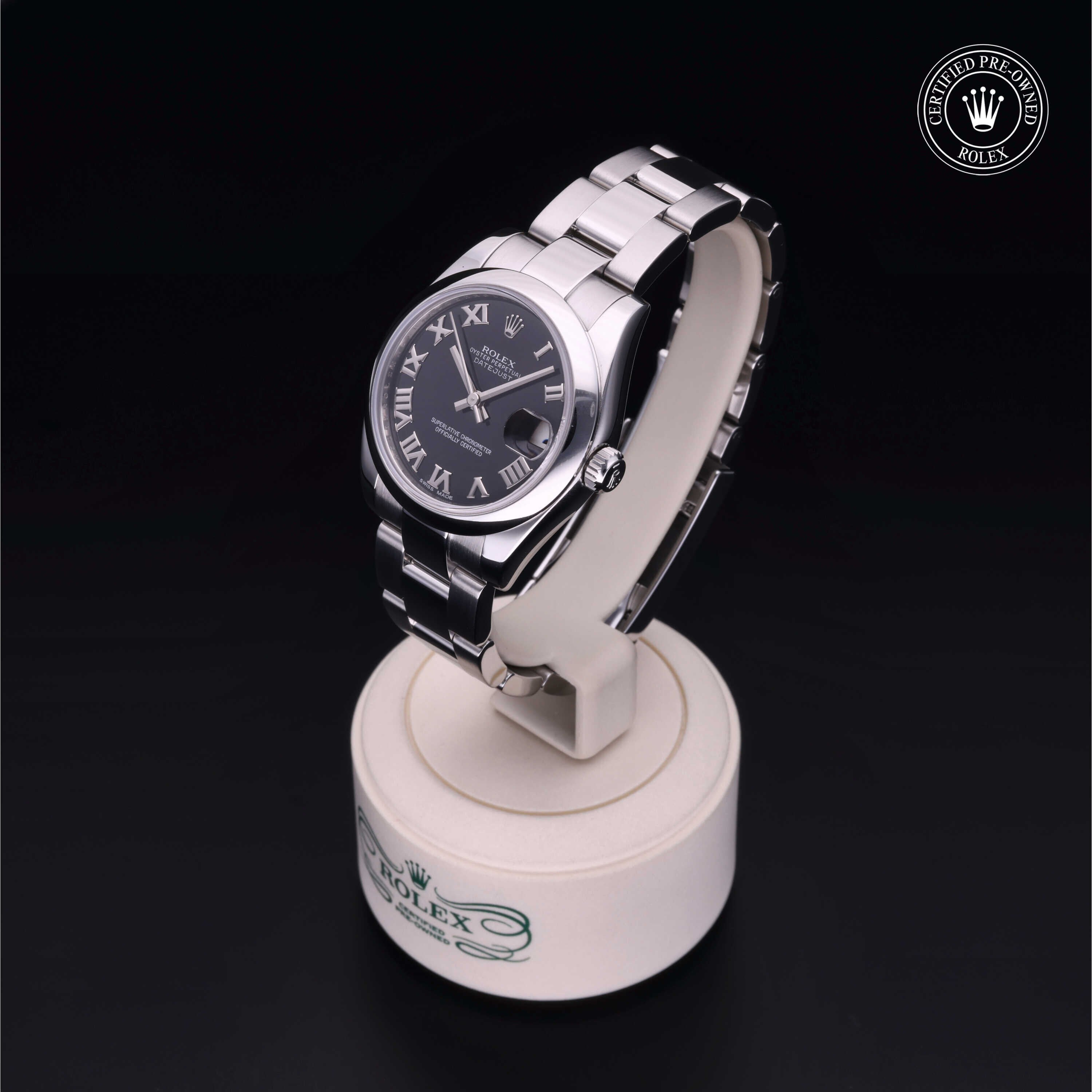 Rolex Certified Pre-owned Lady Datejust M178240-0034 front on black background