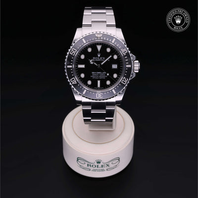 Rolex Certified Pre-owned Sea-Dweller M116600-0003 front on black background