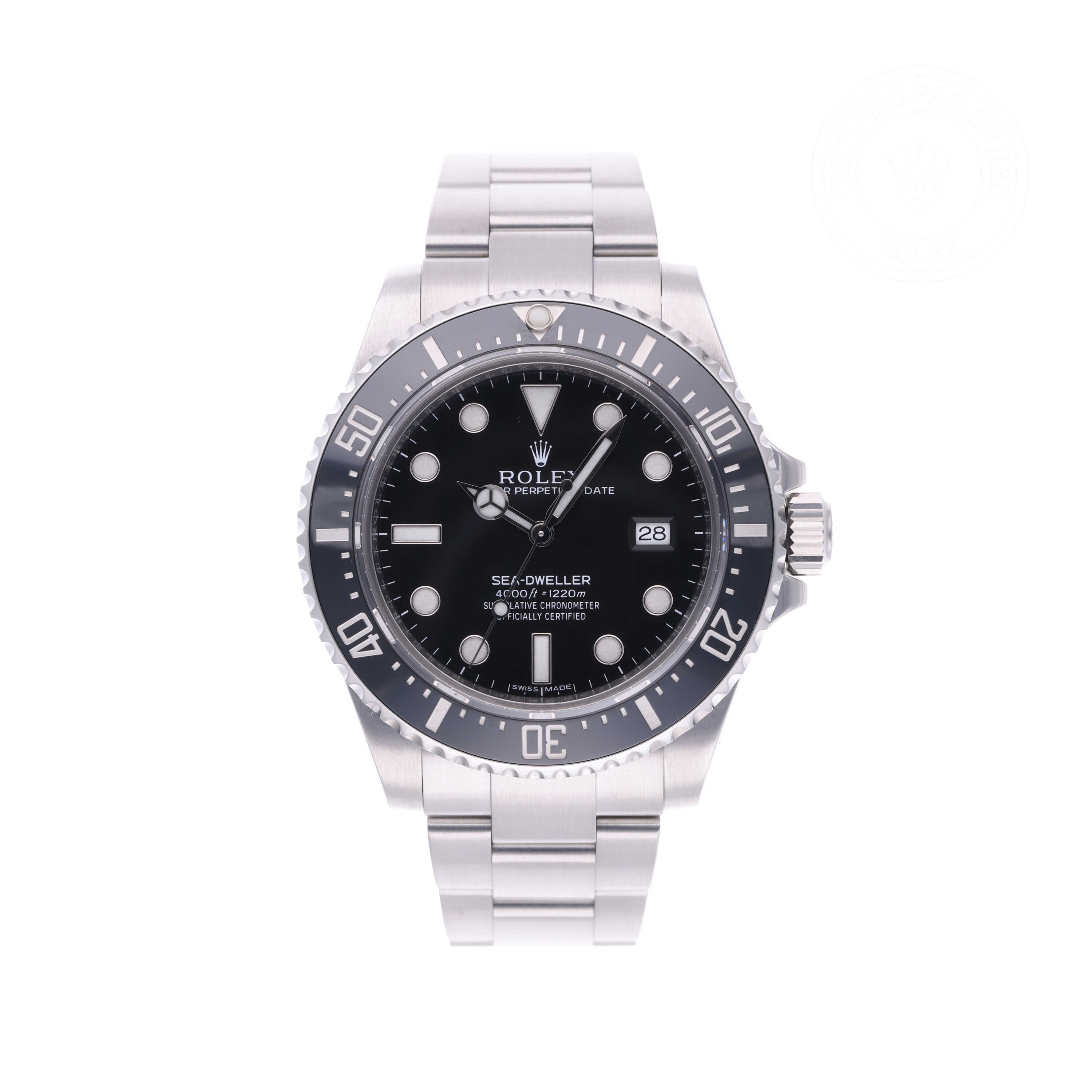 Rolex Certified Pre-owned Sea-Dweller M116600-0003 front on white background