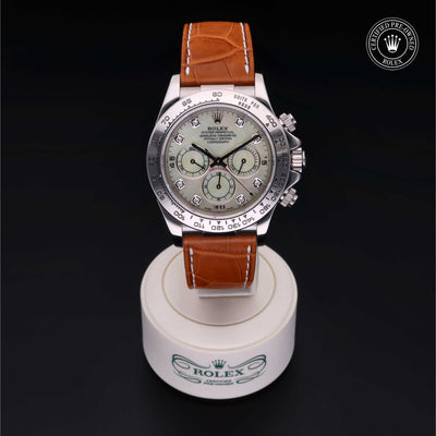 Rolex Certified Pre-owned Daytona M16519-0006 front on black background