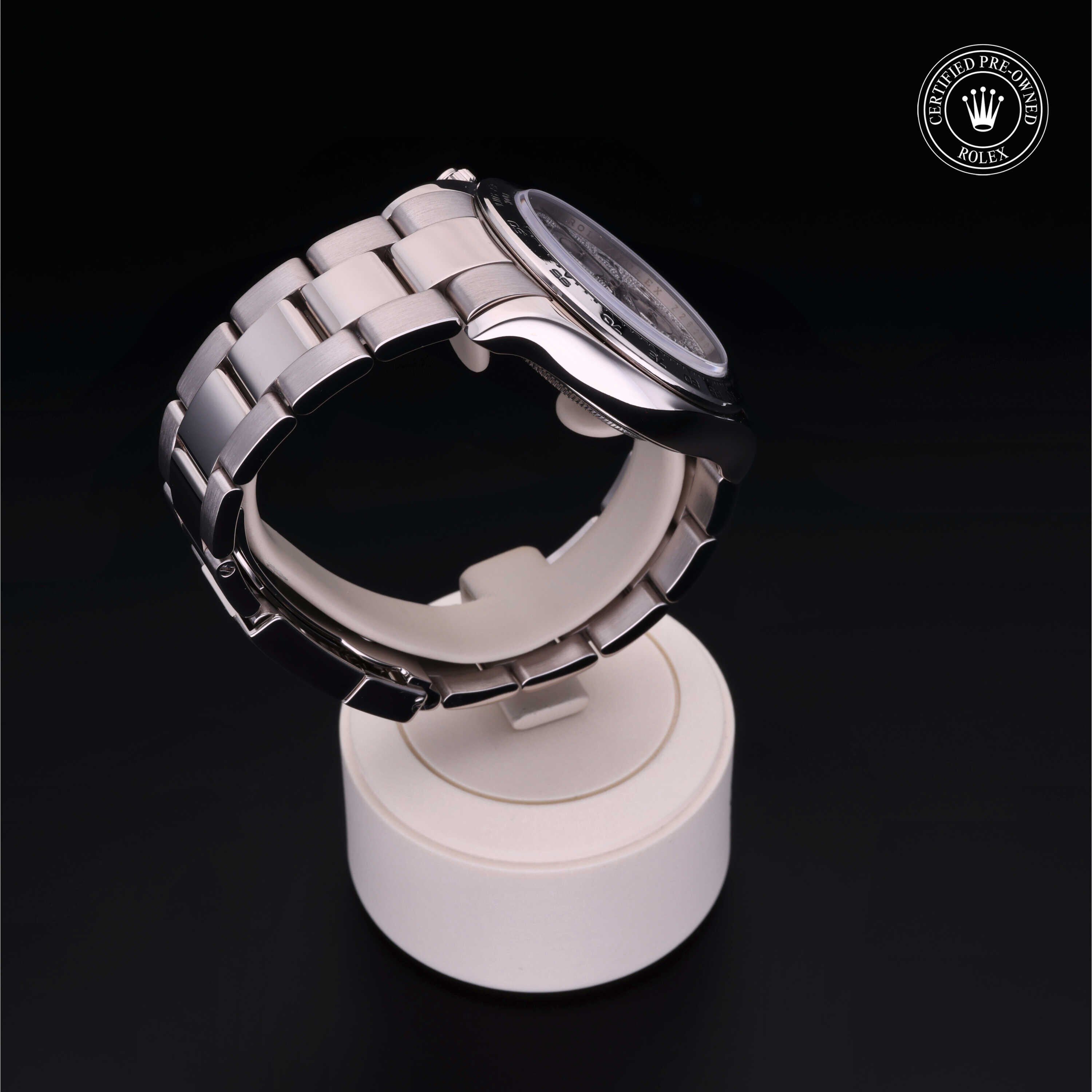 Rolex Certified Pre-owned Daytona M116509-0025 front on black background