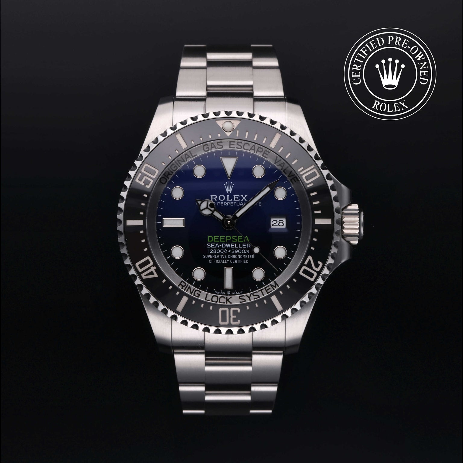 Rolex Certified Pre-owned Sea-Dweller M126660-0002 front on black background