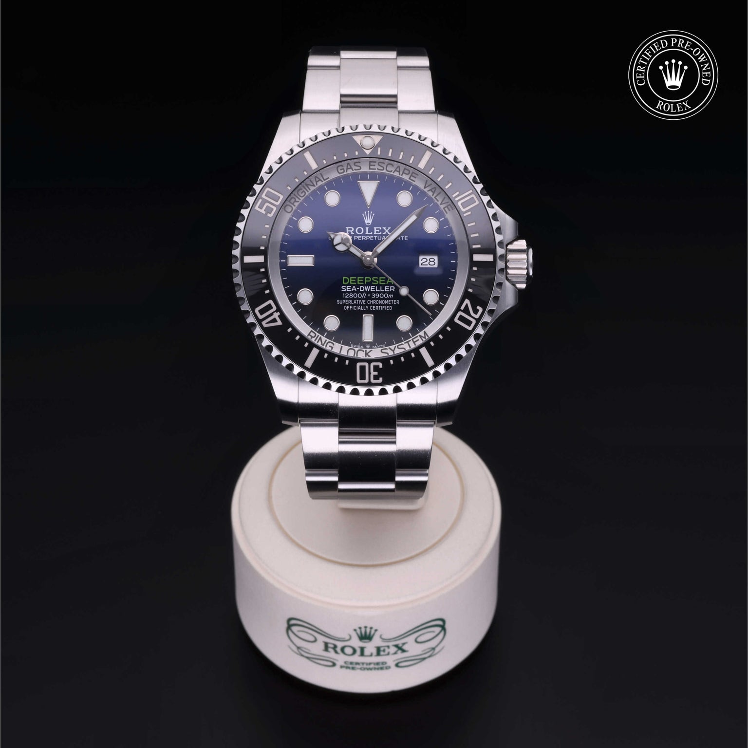 Rolex Certified Pre-owned Sea-Dweller M126660-0002 front on black background