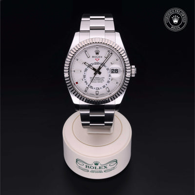 Rolex Certified Pre-owned Sky-Dweller M326934-0001 front on black background