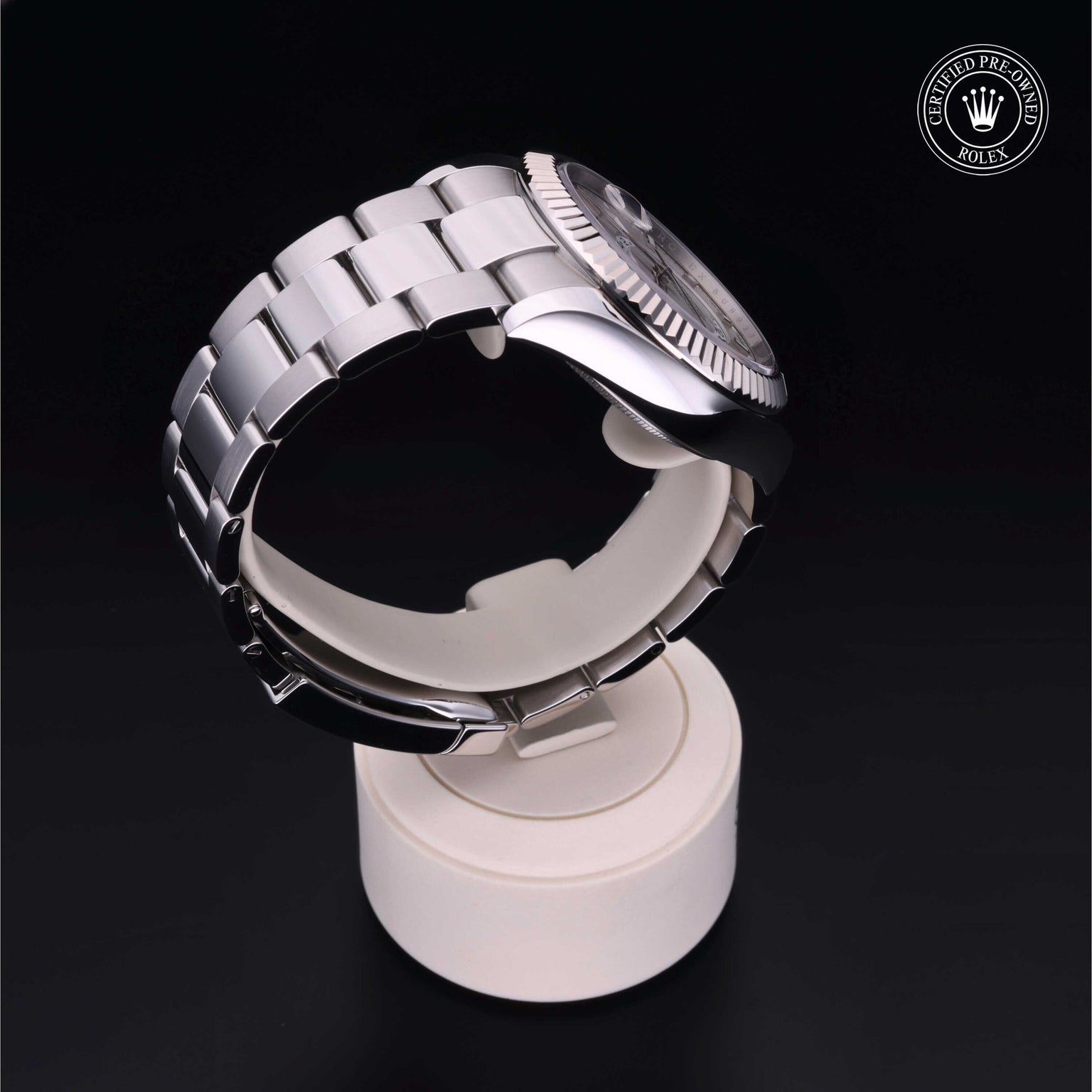 Rolex Certified Pre-owned Sky-Dweller M326934-0001 front on black background
